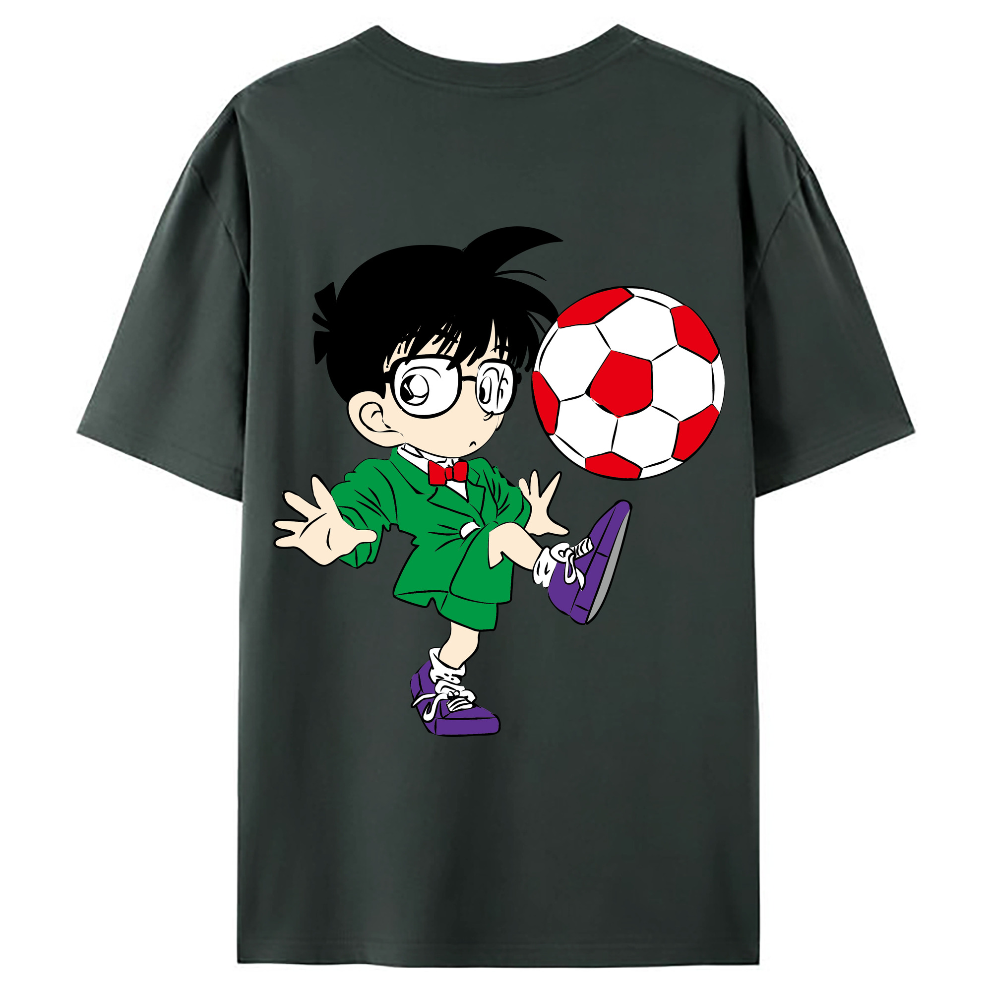 （画像用） 名探偵コナン 江戸川 コナン Detective Conan Conan Edogawa 綿100％ メンズ半袖Tシャツ（バックプリント） 通気性